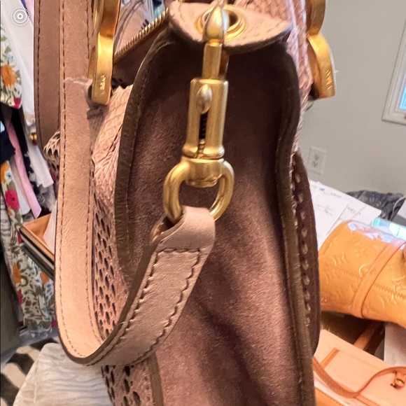 Chloe Marcie Perforated Crossbody Satchel in Tan - Picture 9 of 16